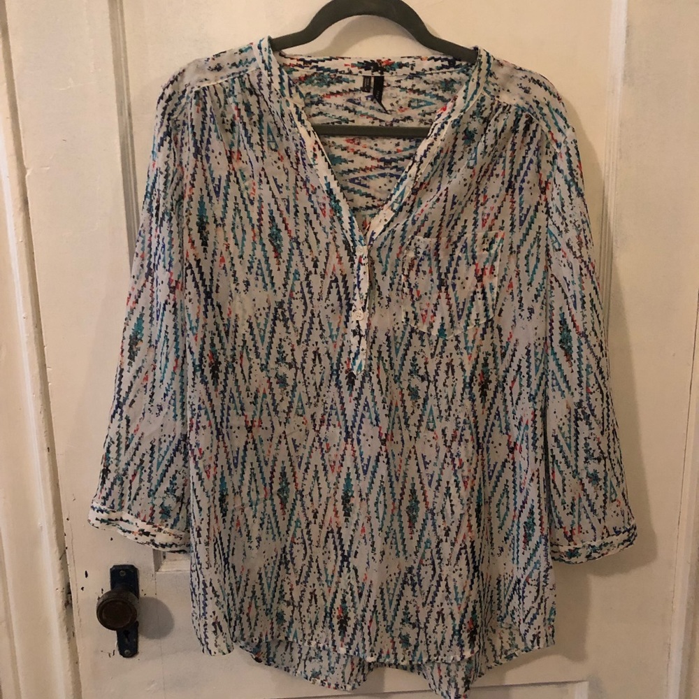 Women’s Aztec sheer dress top size Large Maurice’s